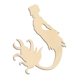Laser-cut baltic birch silhouette of FLOWING HAIR SEATED MERMAID