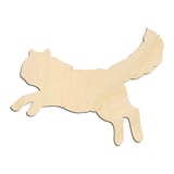 Laser-cut baltic birch silhouette of FLUFFY TAIL LEAPING CAT
