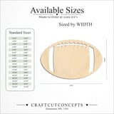 Size reference chart for FOOTBALL WITH LACES ICON
