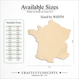 Size reference chart for FRANCE