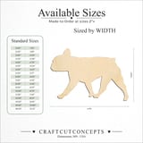 Size reference chart for WALKING FRENCH BULLDOG SILHOUETTE