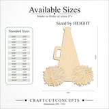 Size reference chart for FRONT CHEER MEGAPHONE AND POMS