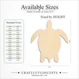 Size reference chart for FRONT FACING SEA TURTLE