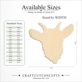 Size reference chart for FRONT GOAT HEAD