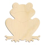 Laser-cut baltic birch silhouette of FRONT SITTING FROG ENGRAVED