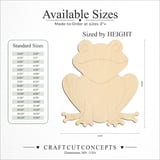 Size reference chart for FRONT SITTING FROG ENGRAVED