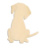 Laser-cut baltic birch silhouette of FRONT TILTED HEAD SITTING PUPPY
