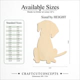 Size reference chart for FRONT TILTED HEAD SITTING PUPPY