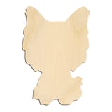 Laser-cut baltic birch silhouette of FRONT VIEW CUTE DOG YORKIE