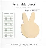 Size reference chart for FRONT VIEW HAND PEACE SYMBOL