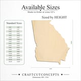 Size reference chart for GEORGIA STATE SILHOUETTE