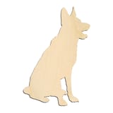 Laser-cut baltic birch silhouette of ALERT SITTING GERMAN SHEPARD