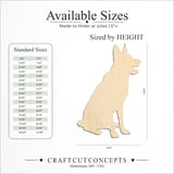 Size reference chart for ALERT SITTING GERMAN SHEPARD