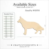 Size reference chart for SIDE SILHOUETTE GERMAN SHEPARD