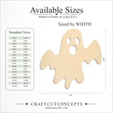 Size reference chart for GHOST WINGED