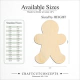 Size reference chart for GINGERBREAD MAN PERSON CLASSIC