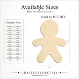 Size reference chart for Gingerbread Person