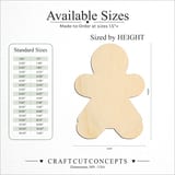 Size reference chart for Gingerbread Person Rounded