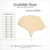 Size reference chart for GINGKO LEAF