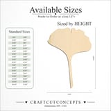 Size reference chart for GINGKO LEAF WITH STEM