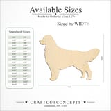 Size reference chart for STANDING TALL GOLDEN RETRIEVER