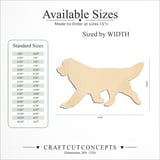 Size reference chart for WALKING GOLDEN RETRIEVER SILHOUETTE