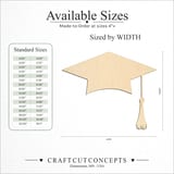 Size reference chart for GRADUATION CAP TASSEL RIGHT