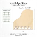 Size reference chart for GRAND PIANO KEY DETAILS