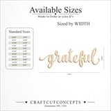 Size reference chart for GRATEFUL SCRIPT