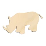 Laser-cut baltic birch silhouette of GRAZING RHINO