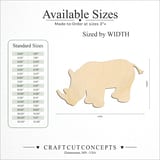 Size reference chart for GRAZING RHINO