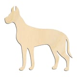 Laser-cut baltic birch silhouette of Alert Standing Great Dane