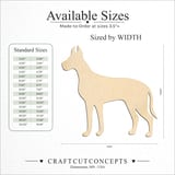Size reference chart for Alert Standing Great Dane