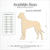 Size reference chart for STANDING GREAT DANE SILHOUETTE