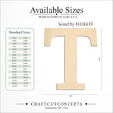 Size reference chart for GREEK LETTER TAU
