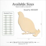 Size reference chart for GROUSE BIRD STANDING