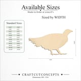 Size reference chart for GROUSE BIRD TAIL RAISED