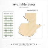 Size reference chart for Guatemala Country Silhouette