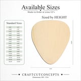 Size reference chart for Guitar Pick