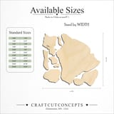 Size reference chart for Hawaiian Islands Set