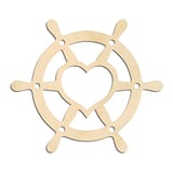 Laser-cut baltic birch silhouette of HEART SHIP WHEEL