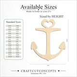 Size reference chart for HEART TOP ANCHOR