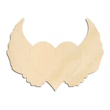 Laser-cut baltic birch silhouette of HEART WITH WINGS