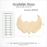 Size reference chart for HEART WITH WINGS