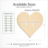 Size reference chart for HEARTBEAT HEART