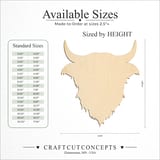Size reference chart for HIGHLAND COW HEAD