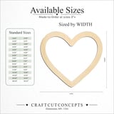 Size reference chart for HOLLOW HEART