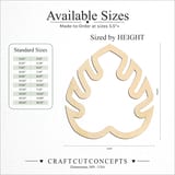 Size reference chart for Monstera Leaf Cutout