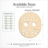 Size reference chart for Halloween Hockey Mask