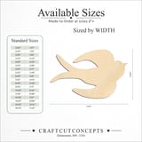 Size reference chart for Holy Spirit Dove Rounded